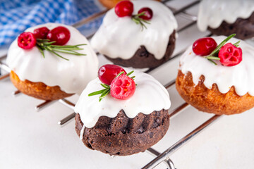 Portioned Christmas dessert, mini Christmas bundt cake