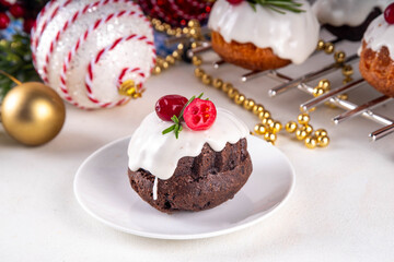 Portioned Christmas dessert, mini Christmas bundt cake