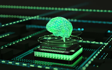 Artificial intelligence, data mining, deep learning modern computer technologies. Futuristic Cyber...
