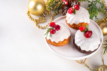 Portioned Christmas dessert, mini Christmas bundt cake
