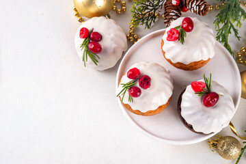 Portioned Christmas dessert, mini Christmas bundt cake