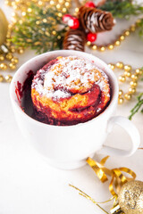 Christmas candy cane striped red and white mugcake