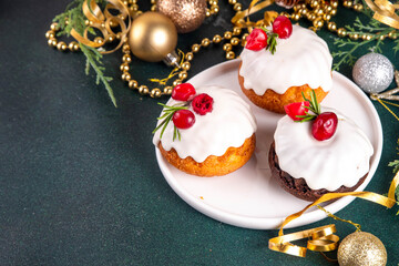 Portioned Christmas dessert, mini Christmas bundt cake