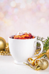 Christmas candy cane striped red and white mugcake