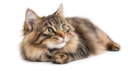 Fototapeta premium Lovely cat, Maine coon isolated on a white background