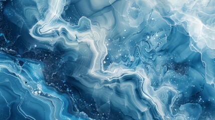 Obraz premium A vibrant blue marble ink pattern with swirling waves and fluid textures, perfect for backgrounds or wallpaper