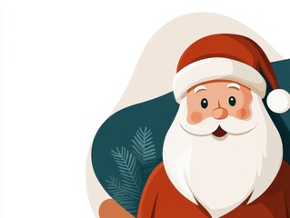 A charming illustration of Santa Claus set against a backdrop of festive foliage, capturing the essence of holiday tradition and magic through artistic expression.