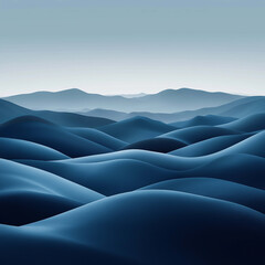 Fototapeta premium serene landscape featuring rolling blue hills under soft sky, evoking tranquility and calmness. smooth curves create harmonious flow, perfect for relaxation