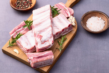 Raw Pork ribs photography . Top view