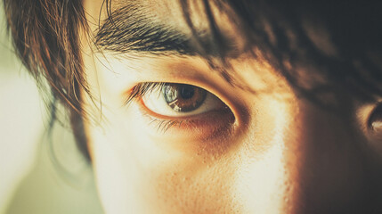 Close-up of intense male eyes with dramatic lighting