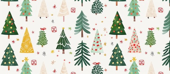 Seamless geometric christmas tree pattern for background