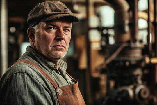 Senior factory worker in industrial workshop