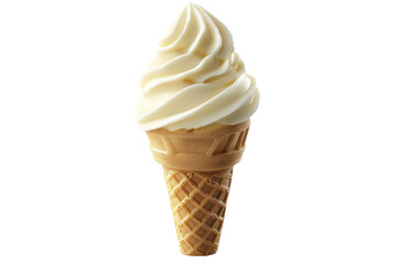 Soft Serve Ice Cream Cone Isolated on PNG Transparent Background