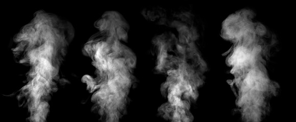 Black and white smoke, isolated on black background