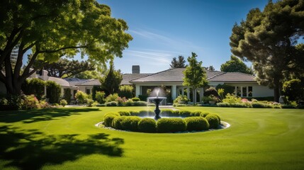 Fototapeta premium garden lawn blue sky