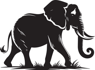 Obraz premium Elephant silhouette walking with a gentle swaying motion vector