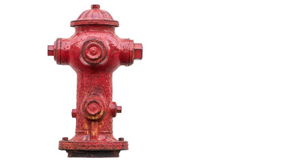 Bright red fire hydrant on urban street transparent background