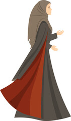 Naklejka premium Muslim woman in hijab. Beautiful woman in traditional Muslim dress. Muslim women in traditional hijabs. Vector people.