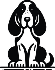 Black and White Illustration of a Bloodhound