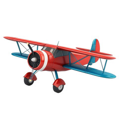 Colorful vintage airplane in a clear sky. transparent background