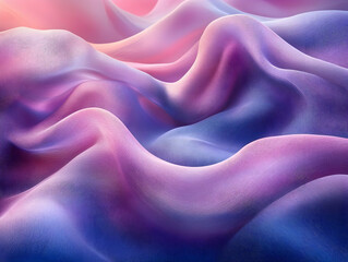 Obraz premium Undulating waves of silky fabric in purple and pink tones, illuminated softly, creating a luxurious and calming visual