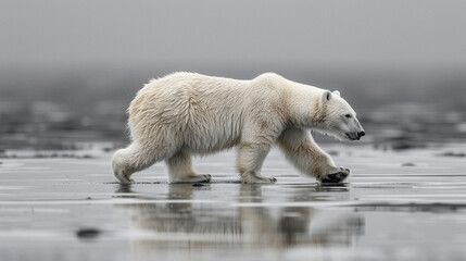 Beautiful white polar bear in nature