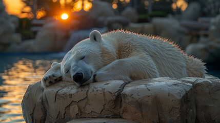 Beautiful white polar bear in nature