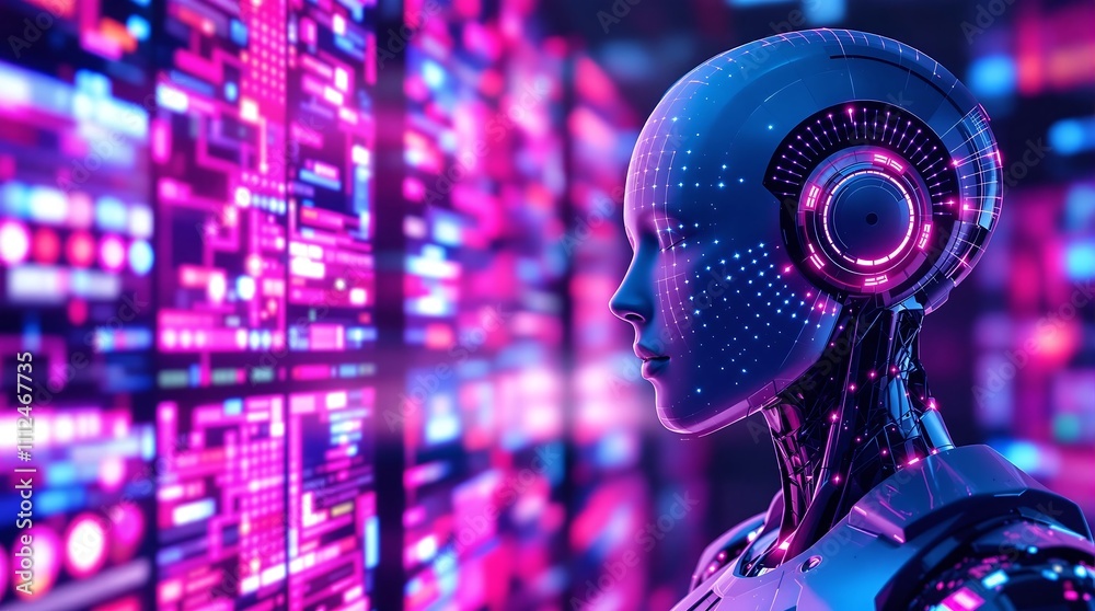 Poster futuristic ai coding agent concept with digital code representing artificial intelligence, tech inno
