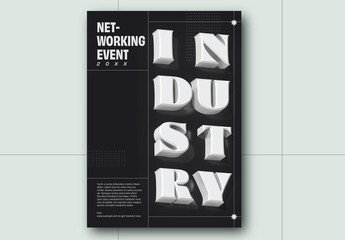 Monochromatic Networking Event 3D Type Poster