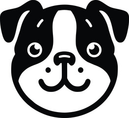 Black and White Illustration of a Bulldog