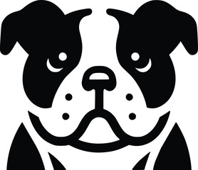 Black and White Illustration of a Bulldog