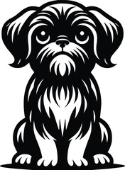 Black and White Illustration of a Dog Brabancon Griffon