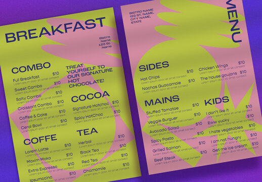 Abrtract Pink & Green Menu