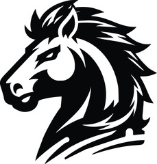 Black and White Illustration of a Horse Mustang Bronco