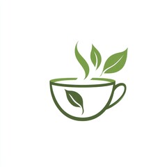 Steaming cup of tea with leaves.