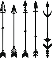 five tribal ancient arrow designs different arrowheads fletchings old vintage weapons vector