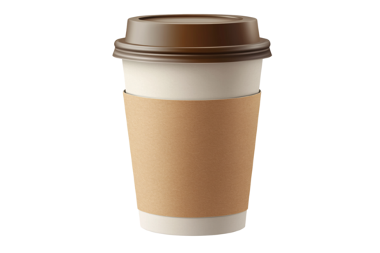 a coffee cup with a brown lid