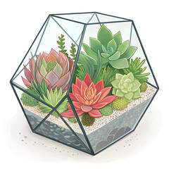 Geometric Terrarium with Succulents – Modern Botanical Display