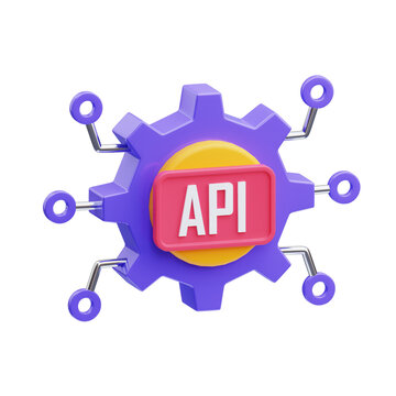 PNG 3D API icon isolated on a white background