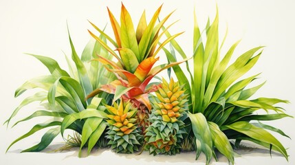 Fototapeta premium leaves water color tropical plants