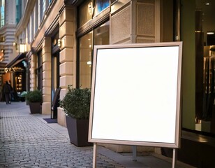 a boutique shop for fashion or gifts with empty blank frame sign mock up for brand and text 