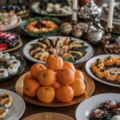Tangerines in a plate on the New Year's table
