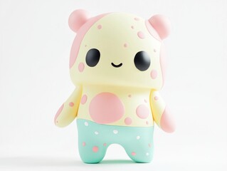 Naklejka premium Cute Pastel Cartoon Creature Adorable Baby Toy Playful 3D Render