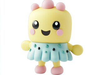 Adorable 3D Rendered Cartoon Girl Cute Baby Character Childish Playful Design Happy Expression