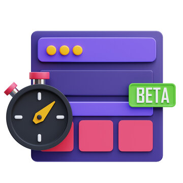 PNG 3D beta testing icon isolated on a white background
