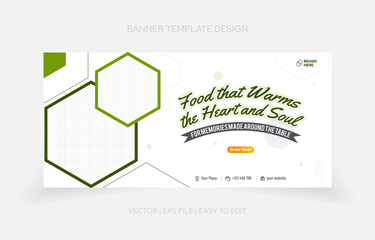 Template design restaurant banner promotion easy to edit with text effect in style panel