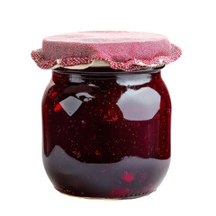 Delicious homemade fruit jam in glass jar. transparent background