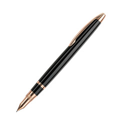 Elegant black pen with gold accents. transparent background