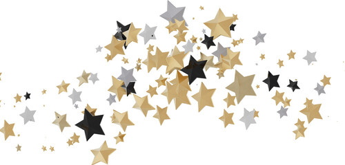 XMAS Stars - A gray whirlwind of golden snowflakes and stars. New