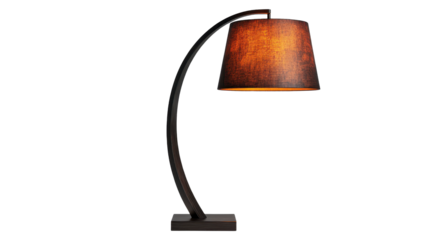 Elegant arc lamp with warm light glow. transparent background